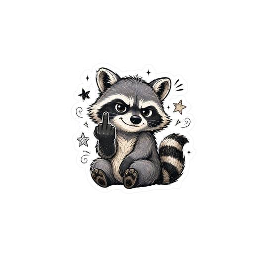 Rude Raccoon Middle Finger Sticker — Kiss-Cut Vinyl Decal