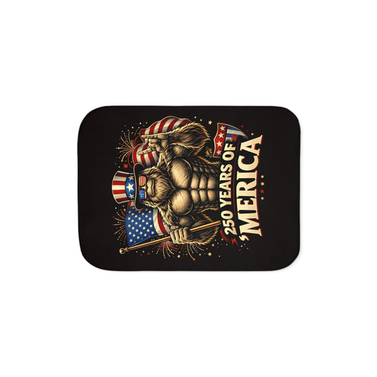Patriotic '250 Years of Merica' Sherpa Blanket — American Flag Eagle Throw