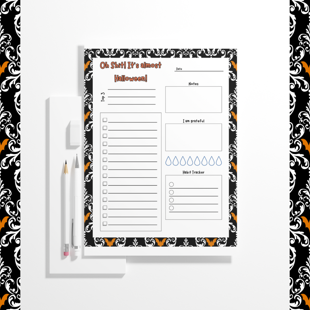 "Oh Shit! It's Almost Halloween" Checklist - Printable/Digital