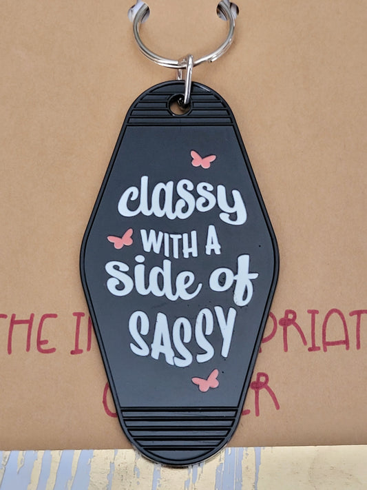 "Classy With a Side of Sassy" Motel Keychain