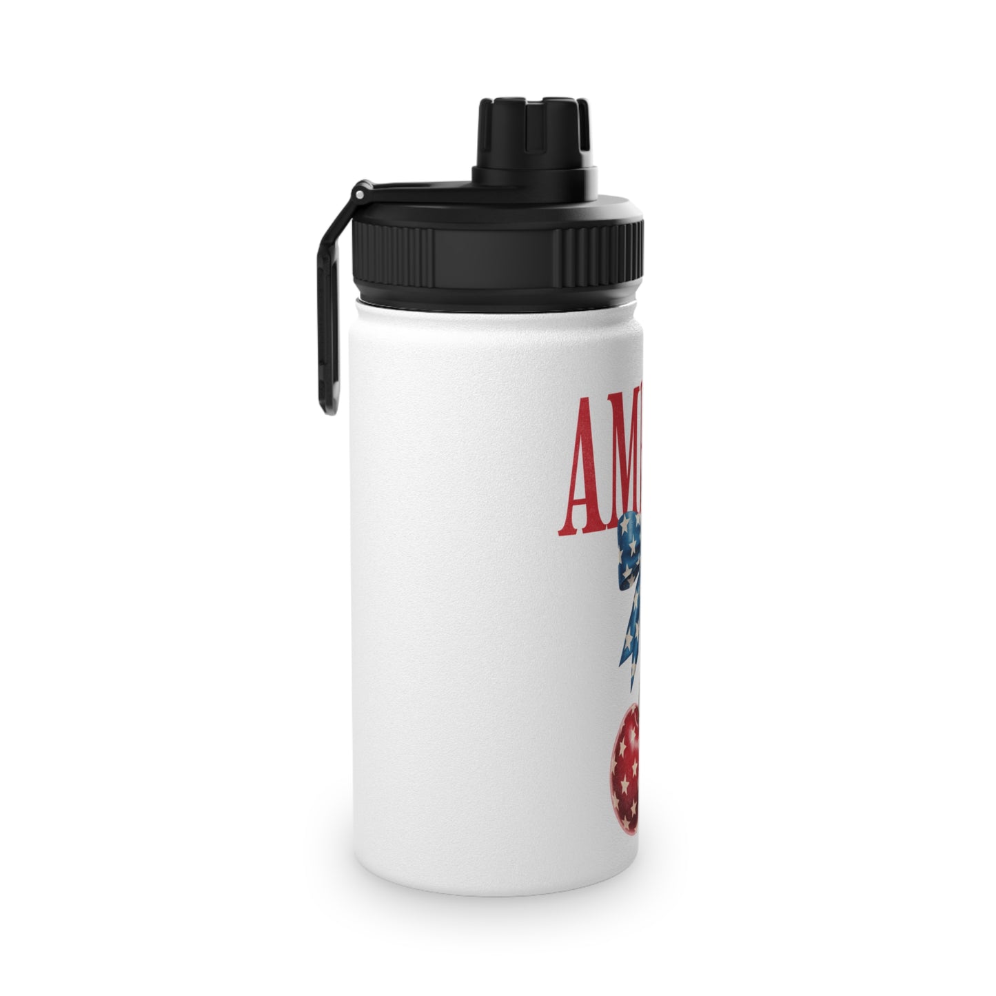 Patriotic Cherry Stainless Steel Water Bottle — USA Stars & Stripes Sports Lid