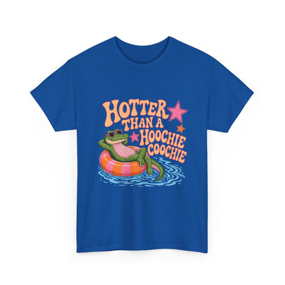 Graphic Tee — "Hotter Than a Hoochie Coochie" Alligator Pool Float Shirt
