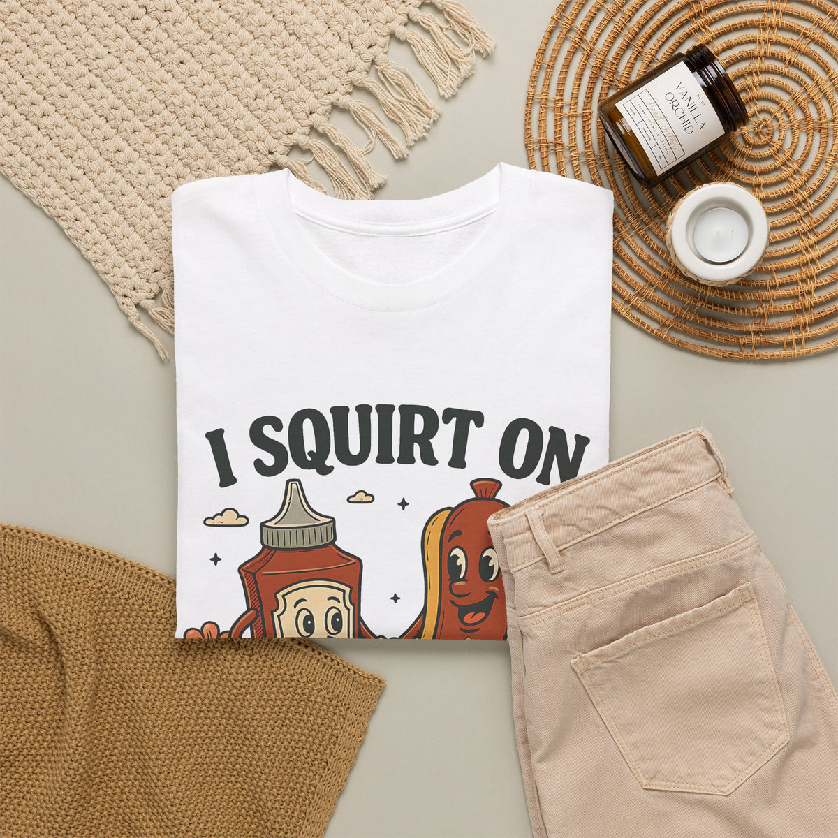 I Squirt On Juicy Wieners T-Shirt — Funny Hot Dog & Ketchup Graphic Tee
