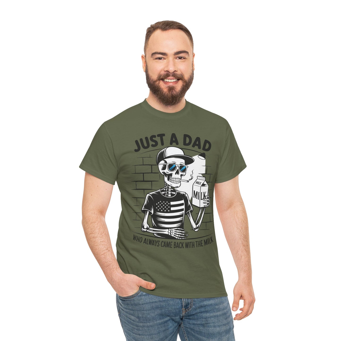 Just A Dad Skull Tee — "Who Always Came Back With The Milk" Vintage Father's Day T‑Shirt