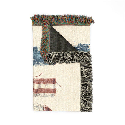 USA Flag Woven Blanket — Distressed Patriotic Throw Blanket