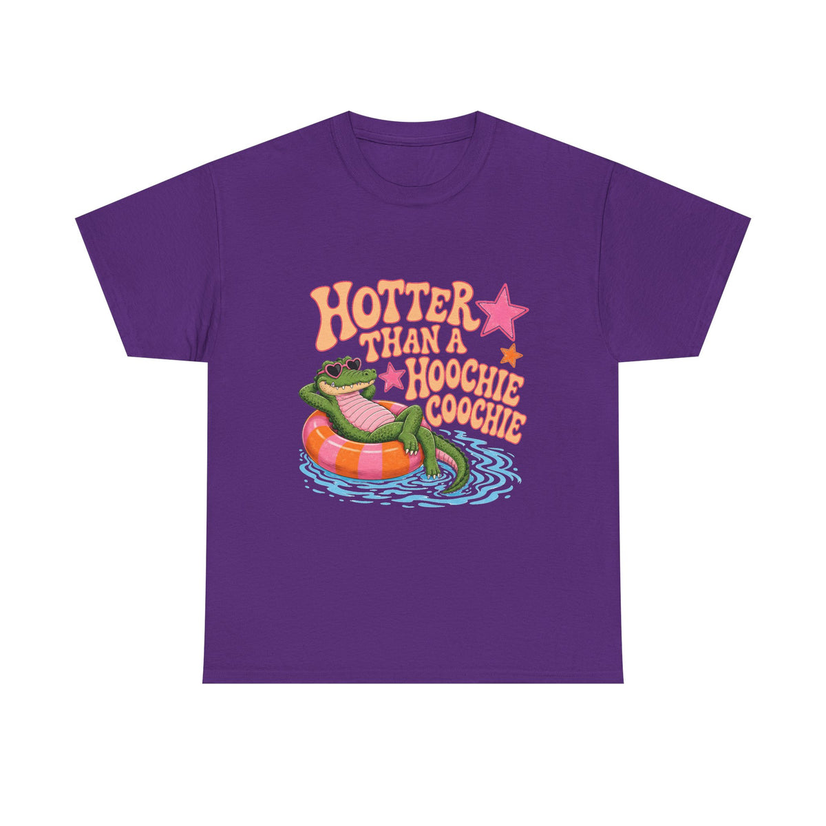 Graphic Tee — "Hotter Than a Hoochie Coochie" Alligator Pool Float Shirt