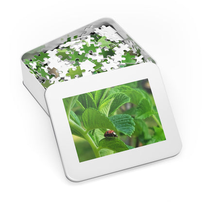Ladybug on Green Leaves Jigsaw Puzzle (Tin Box)