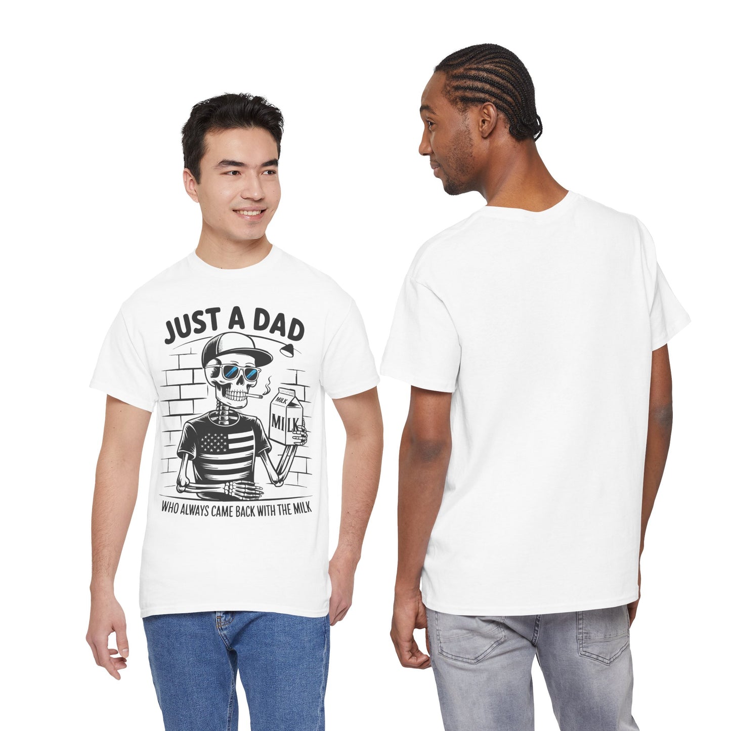 Just A Dad Skull Tee — "Who Always Came Back With The Milk" Vintage Father's Day T‑Shirt
