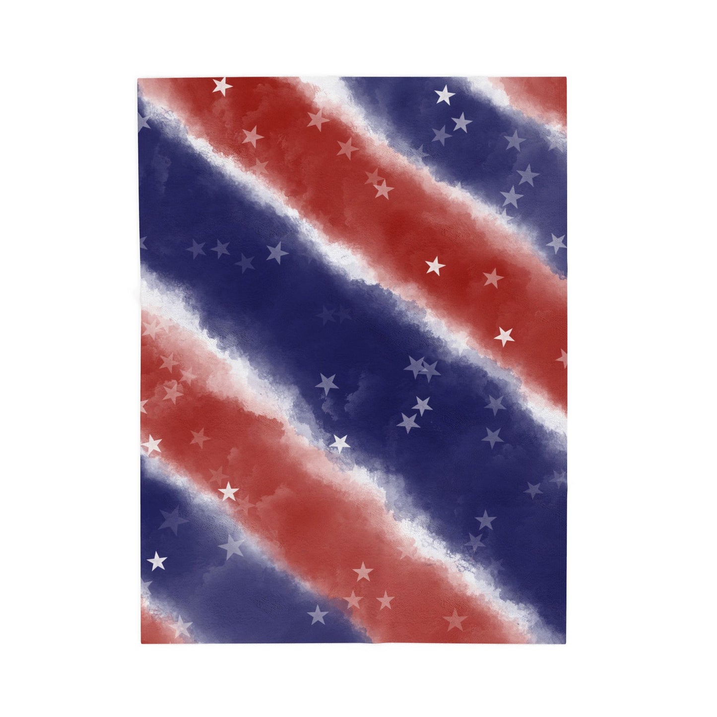 American Stars Velveteen Plush Blanket — Patriotic Red White & Blue Throw