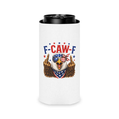 Patriotic Eagle 'F-CAW-F' Can Cooler – Funny 4th of July Drink Koozie