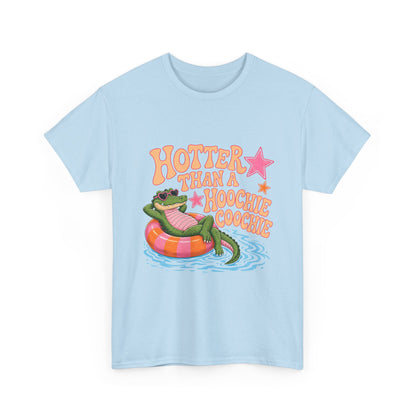 Graphic Tee — "Hotter Than a Hoochie Coochie" Alligator Pool Float Shirt