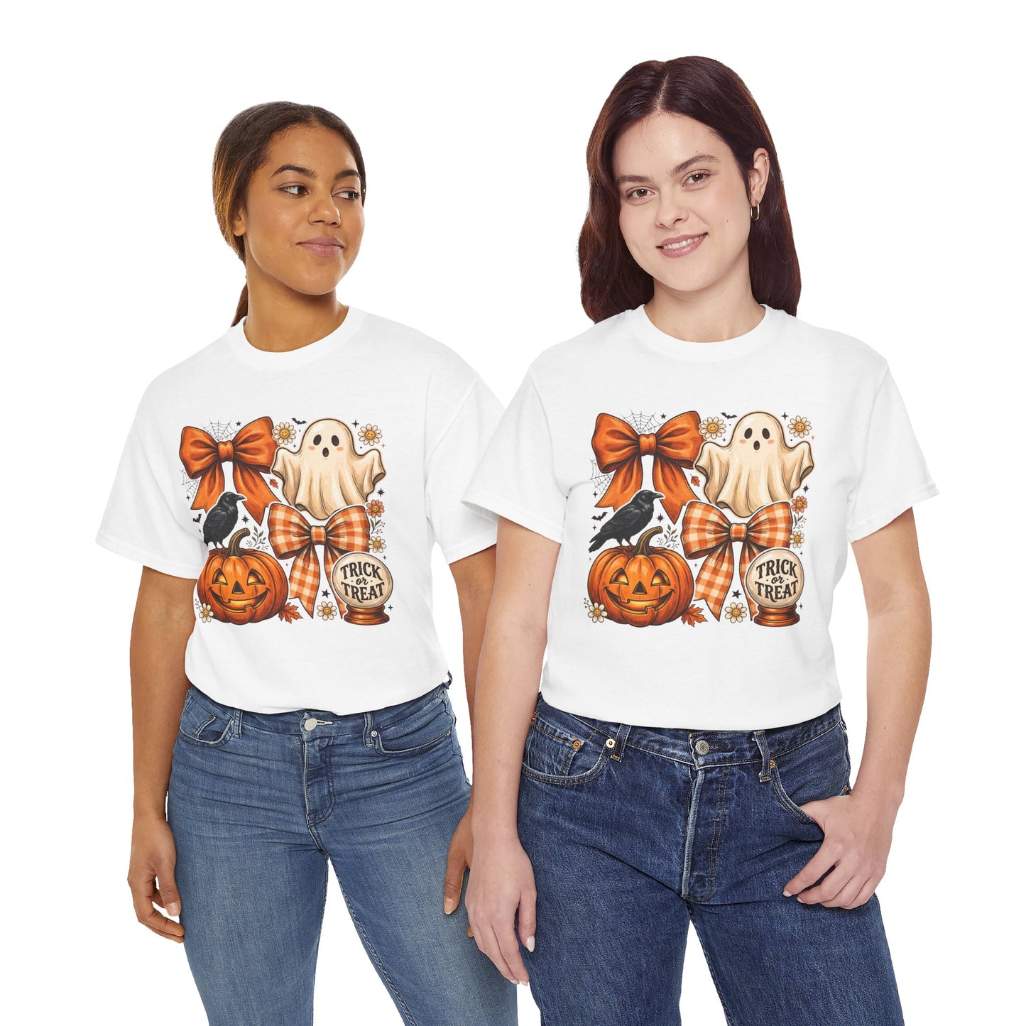 Halloween Pumpkin Ghost Tee — Trick or Treat Fall Graphic Shirt