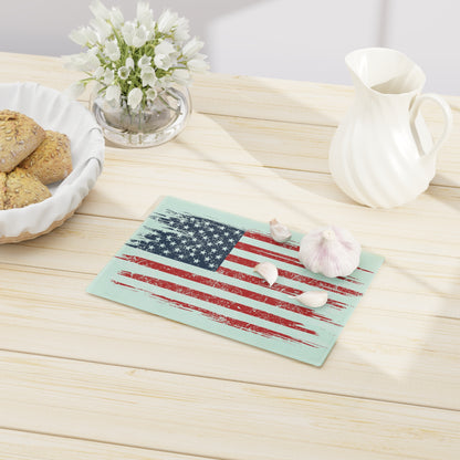 American Flag Cutting Board — Distressed USA Patriotic Kitchen Serving Board
