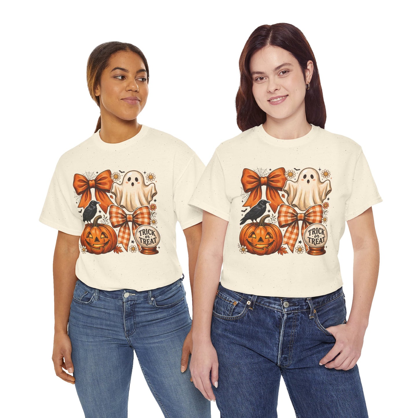 Halloween Pumpkin Ghost Tee — Trick or Treat Fall Graphic Shirt
