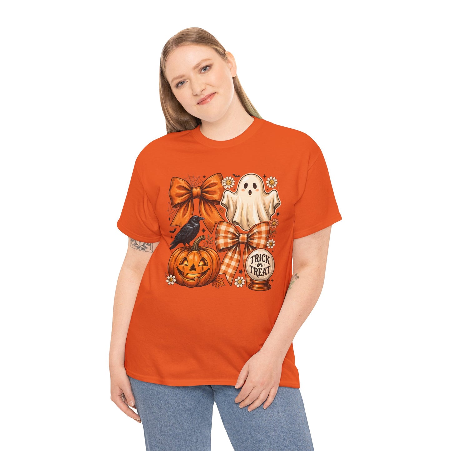 Halloween Pumpkin Ghost Tee — Trick or Treat Fall Graphic Shirt