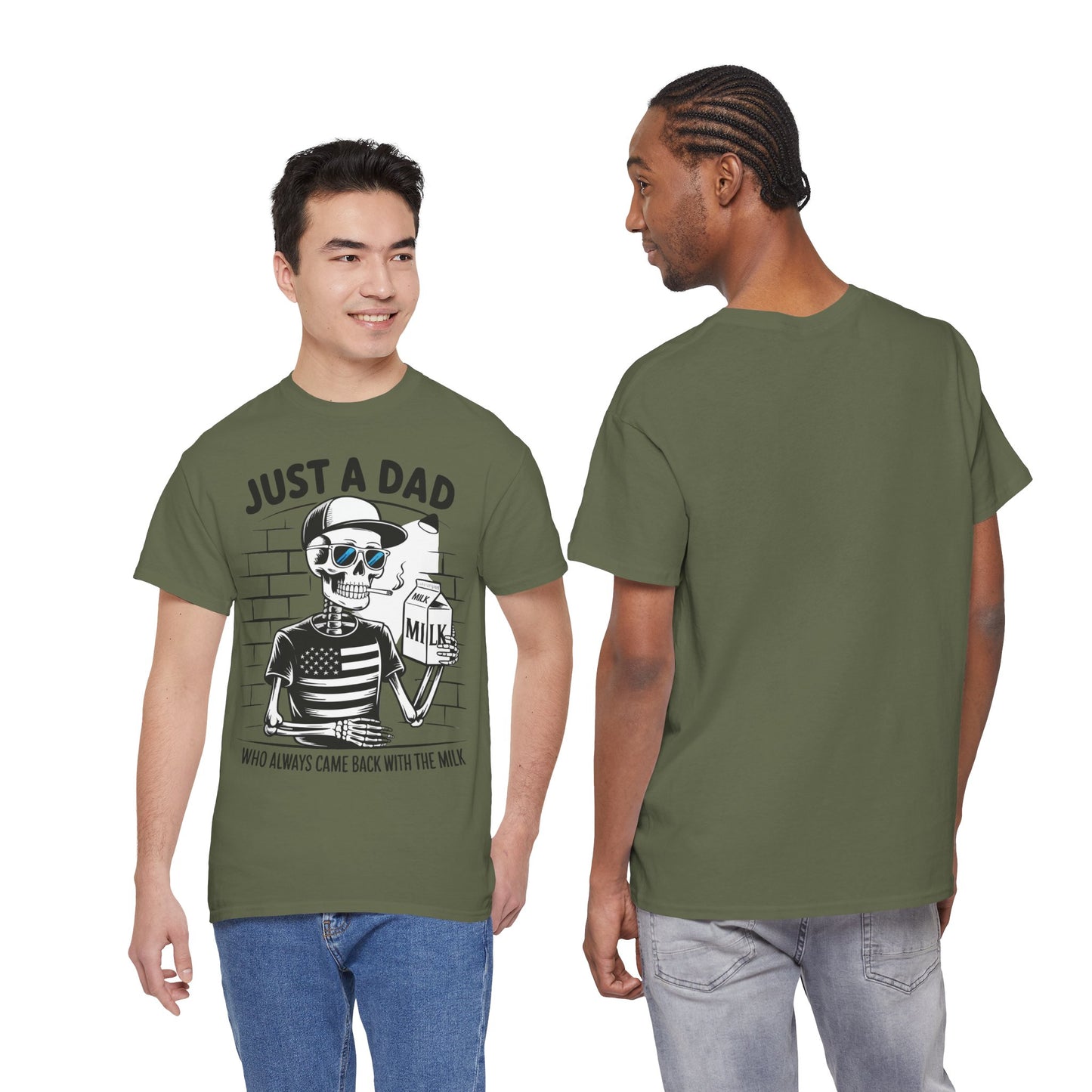 Just A Dad Skull Tee — "Who Always Came Back With The Milk" Vintage Father's Day T‑Shirt