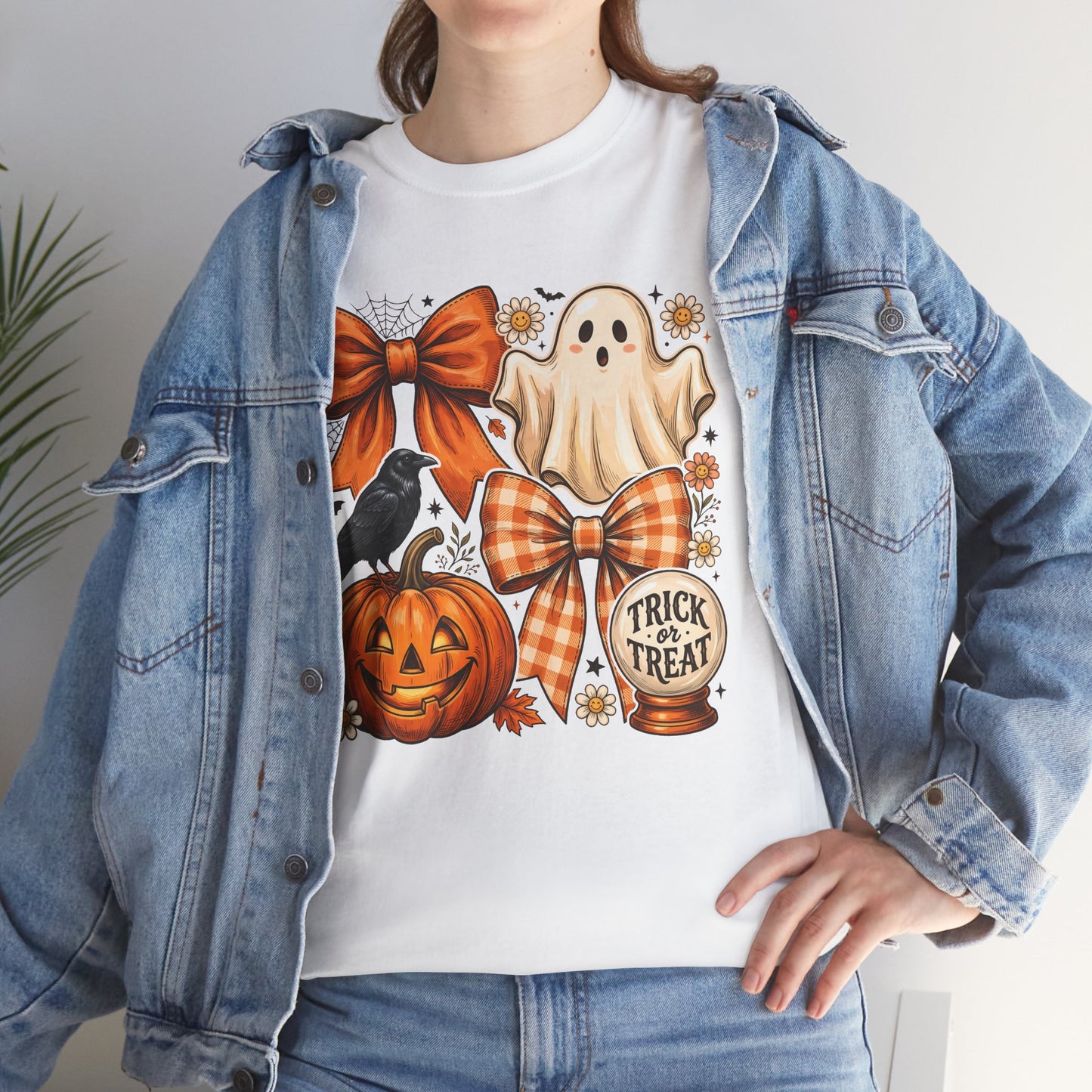 Halloween Pumpkin Ghost Tee — Trick or Treat Fall Graphic Shirt