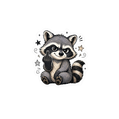 Rude Raccoon Kiss-Cut Vinyl Sticker — Sassy Middle Finger Decal for Laptop, Water Bottle, Car