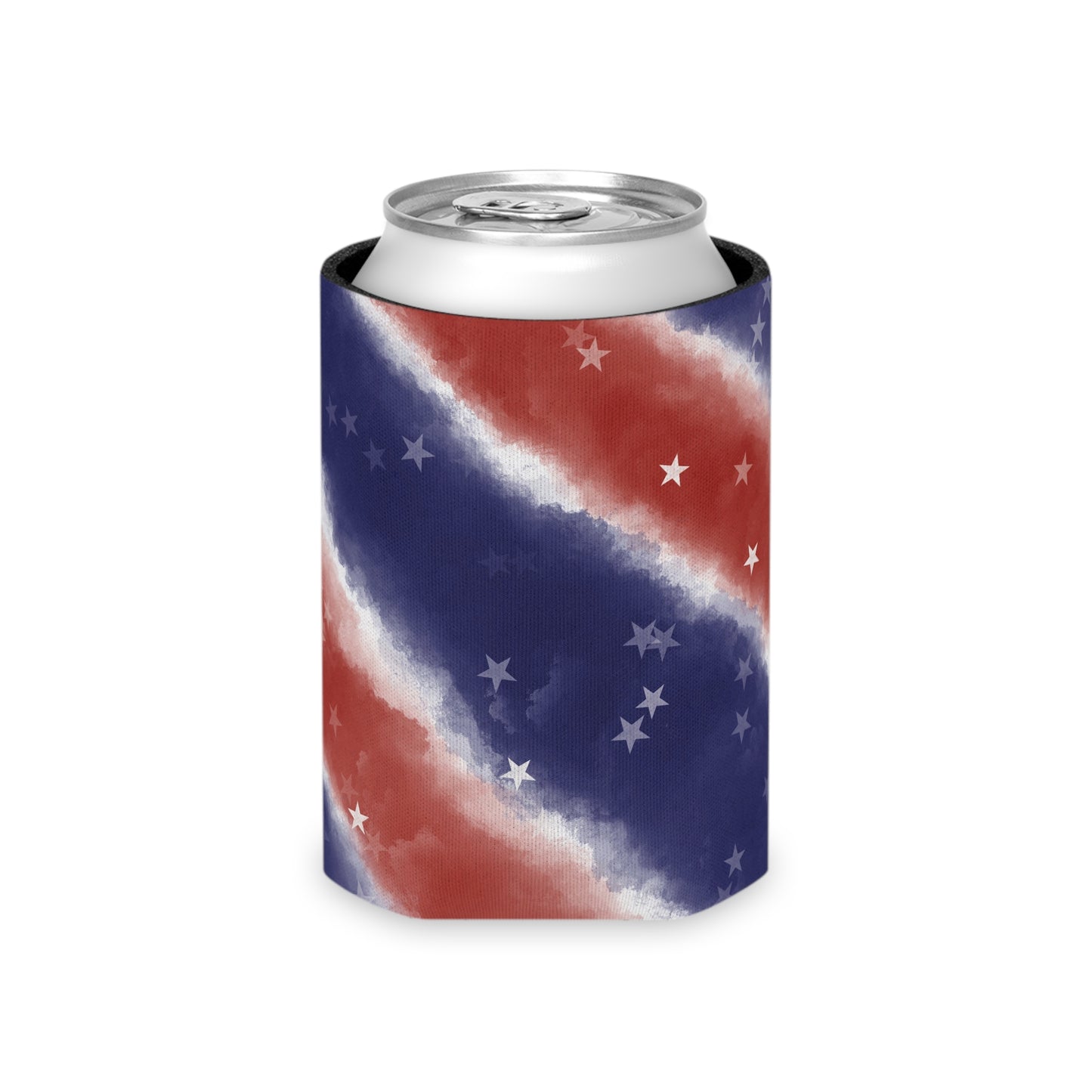 Patriotic Stars & Stripes Can Cooler - Red White Blue Beverage Holder