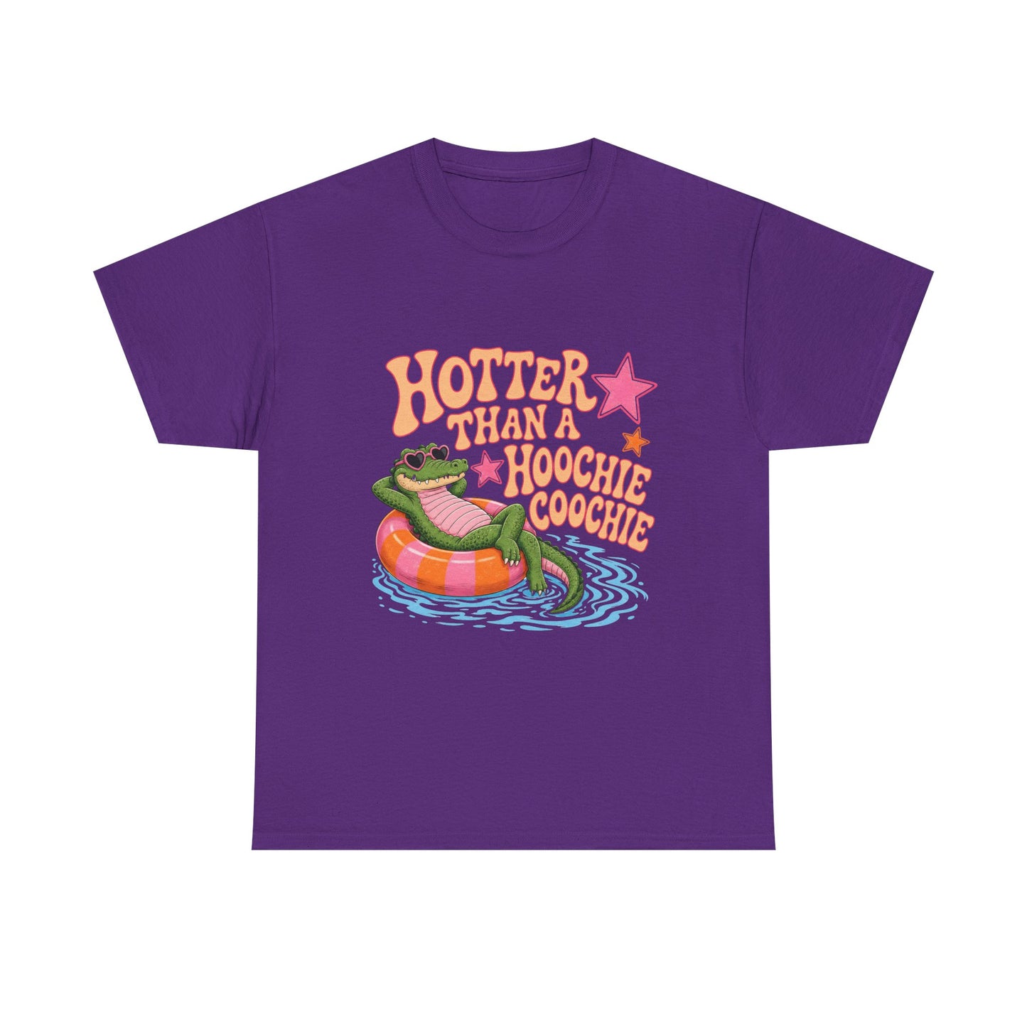Graphic Tee — "Hotter Than a Hoochie Coochie" Alligator Pool Float Shirt