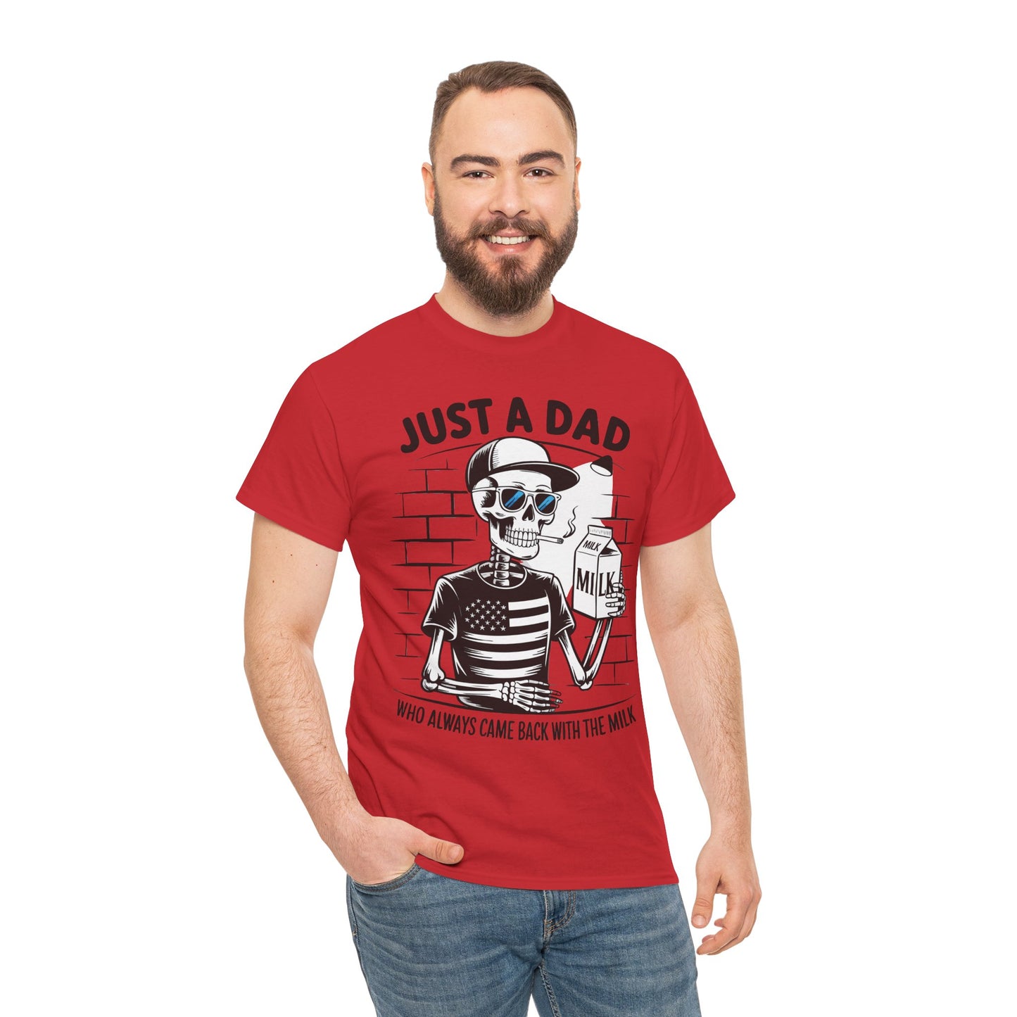 Just A Dad Skull Tee — "Who Always Came Back With The Milk" Vintage Father's Day T‑Shirt