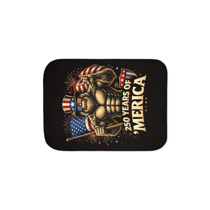 Patriotic '250 Years of Merica' Sherpa Blanket — American Flag Eagle Throw