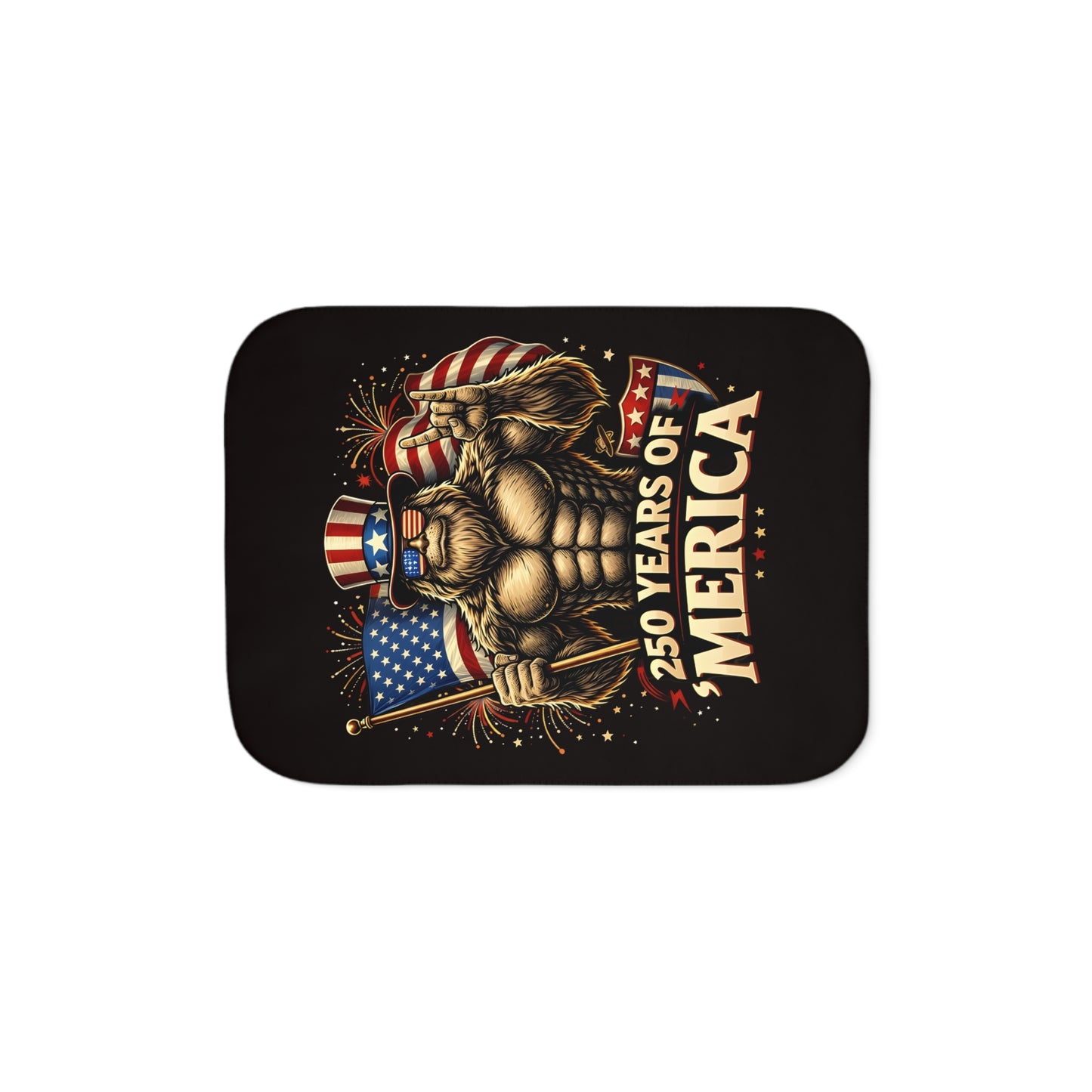 Patriotic '250 Years of Merica' Sherpa Blanket — American Flag Eagle Throw
