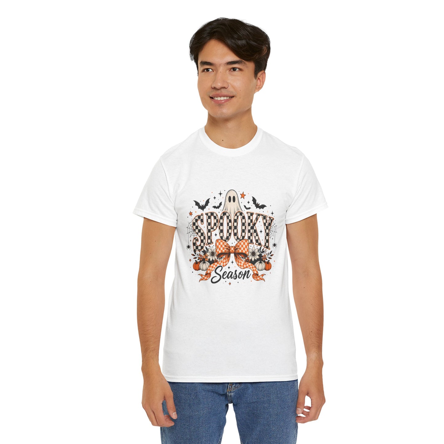 Spooky Season T-Shirt — Halloween Ghost & Pumpkin Tee