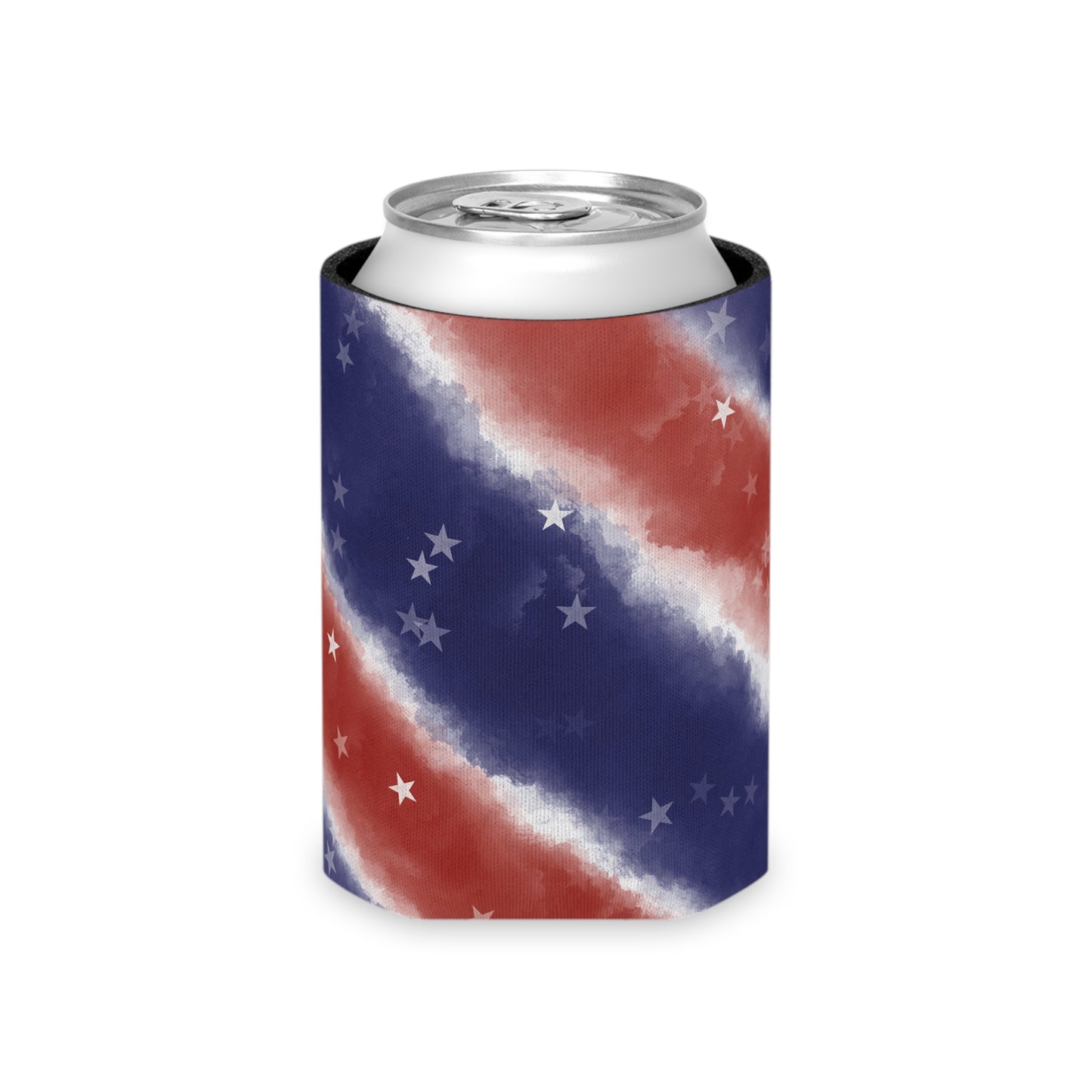 Patriotic Stars & Stripes Can Cooler - Red White Blue Beverage Holder