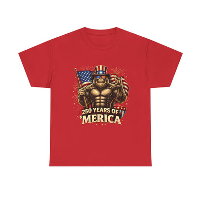 250 Years of America T-Shirt — Patriotic Uncle Sam Bigfoot Flag Tee