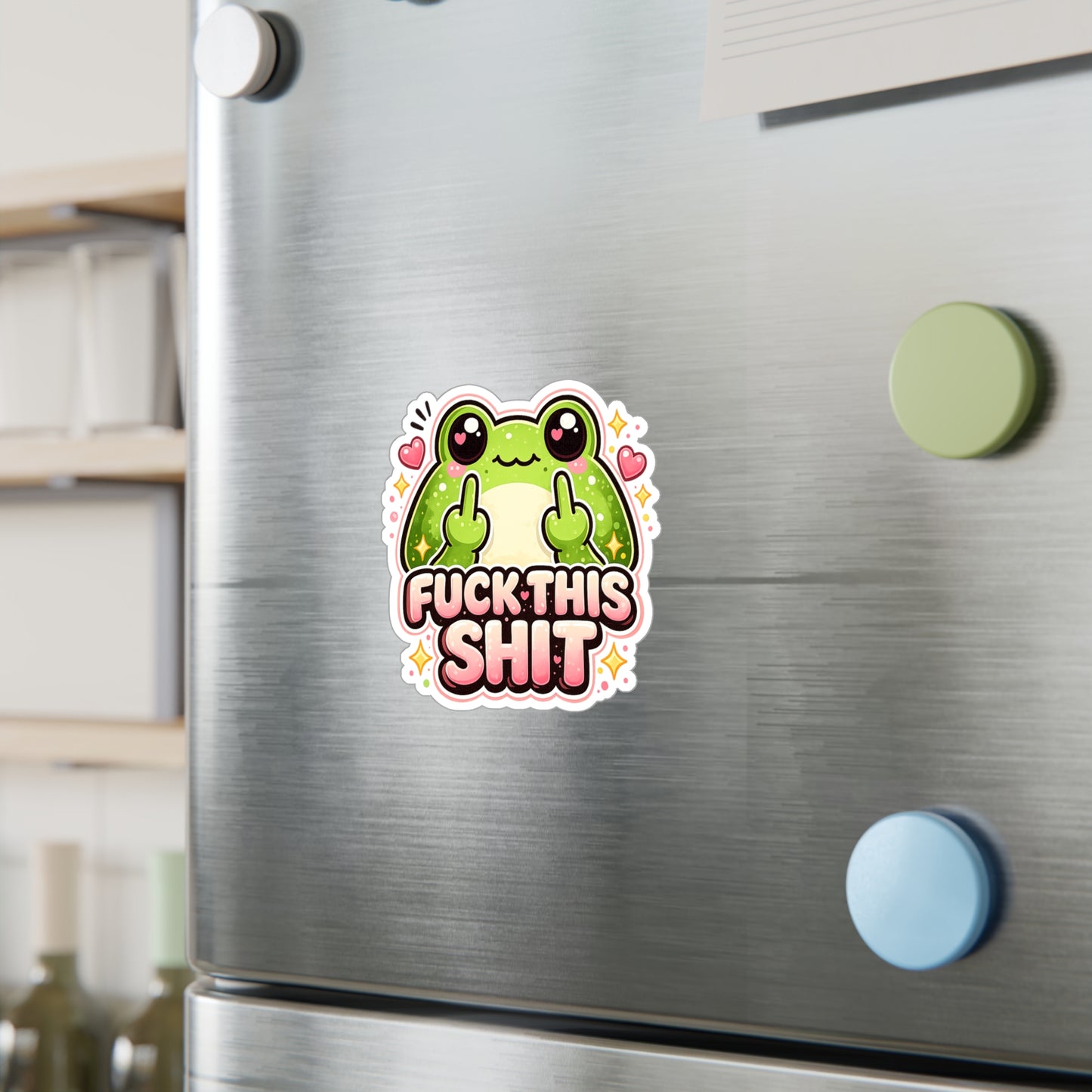 Funny Frog Vinyl Sticker — “Fuck This Shit” Kiss-Cut Decal