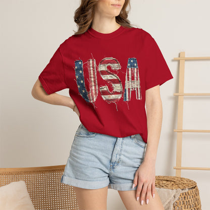 USA Flag Graphic T‑Shirt — Distressed Patriotic Tee for 4th of July