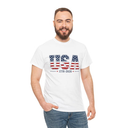 USA 1776-2026 Flag Graphic T-Shirt — Patriotic Fourth of July Tee