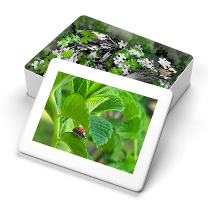 Ladybug on Green Leaves Jigsaw Puzzle (Tin Box)