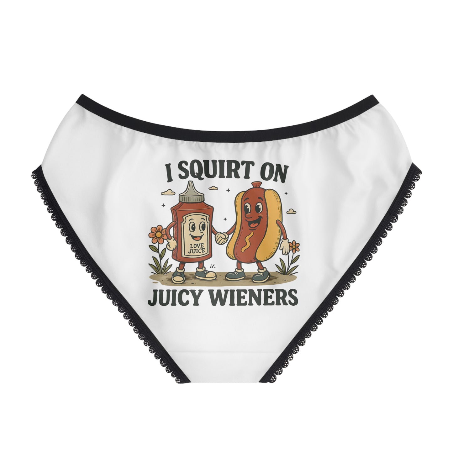 I Squirt On Juicy Wieners Women's Briefs - Funny Ketchup & Hot Dog Lingerie