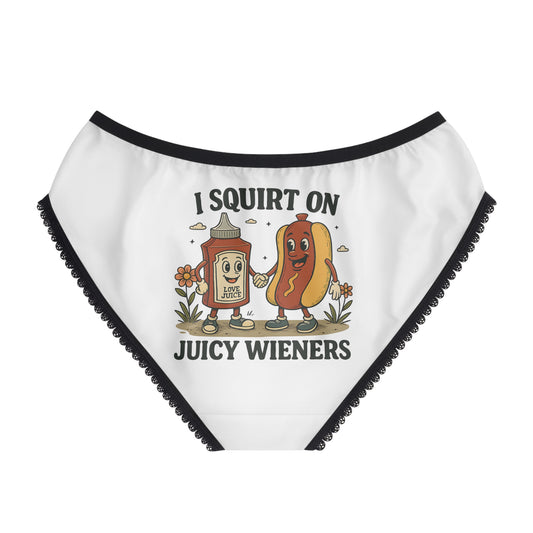 I Squirt On Juicy Wieners Women's Briefs - Funny Ketchup & Hot Dog Lingerie