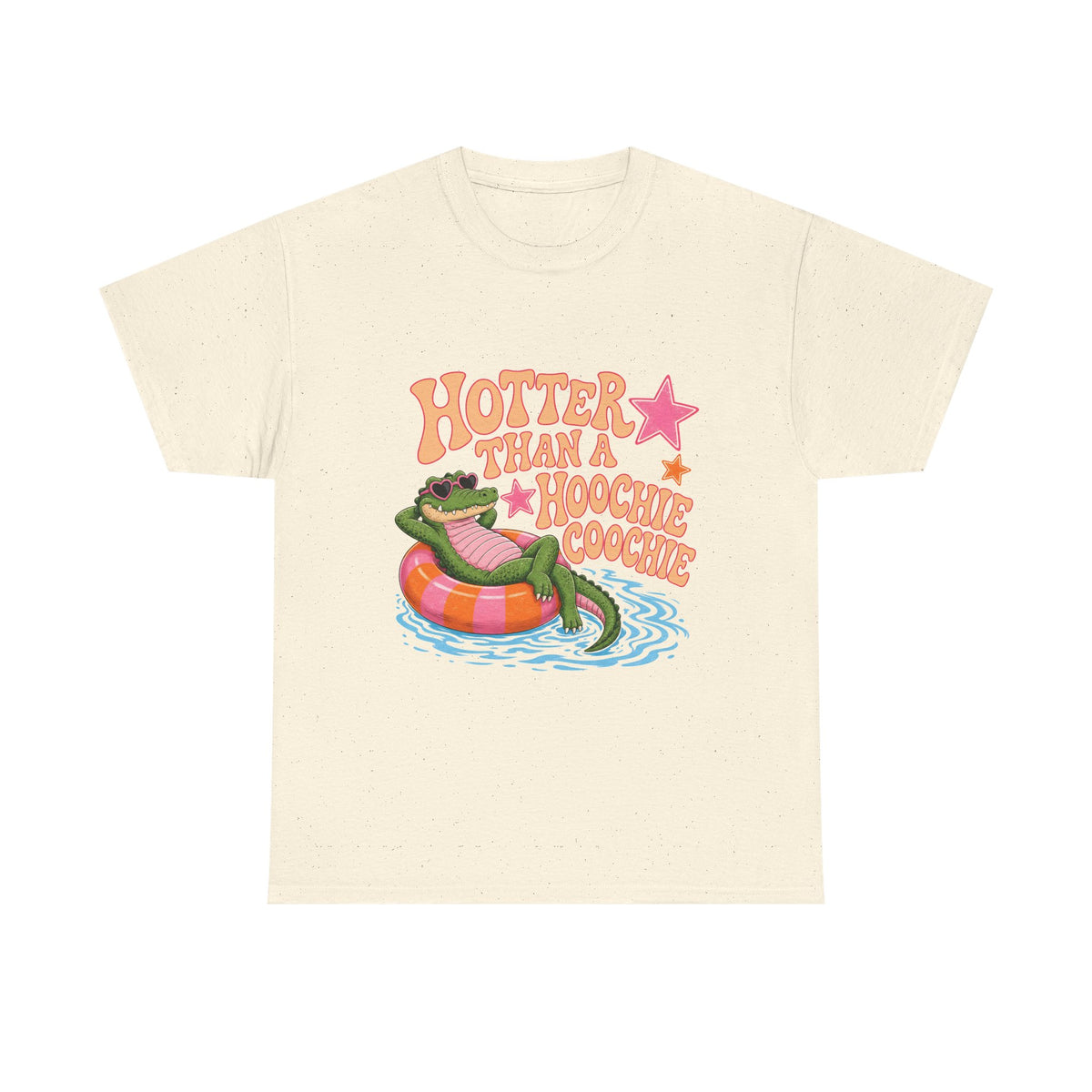 Graphic Tee — "Hotter Than a Hoochie Coochie" Alligator Pool Float Shirt