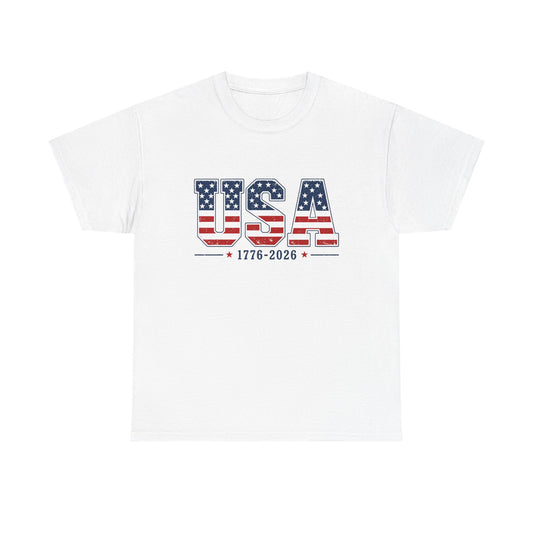 USA 1776-2026 Flag Graphic T-Shirt — Patriotic Fourth of July Tee