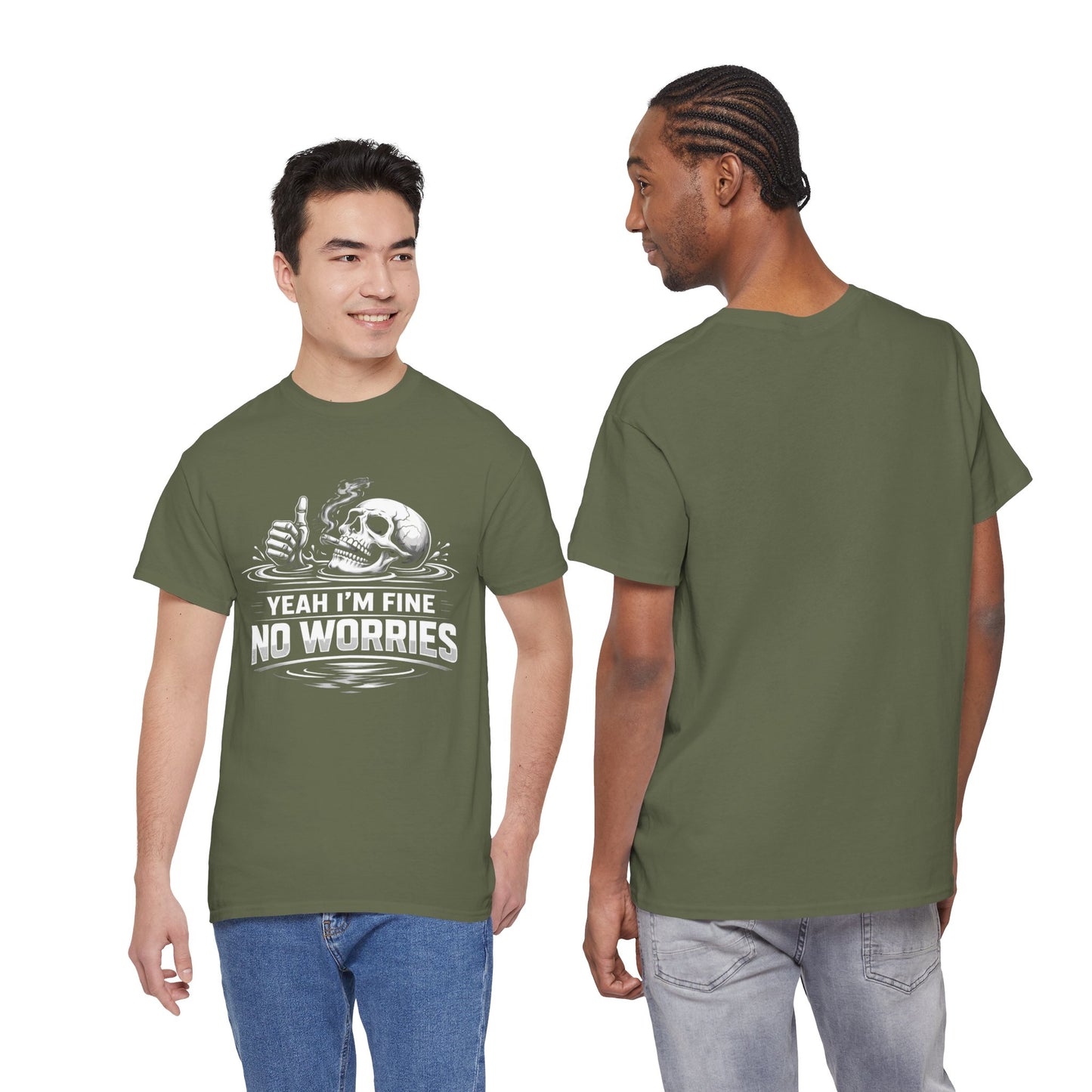 Skull "Yeah I'm Fine No Worries" Graphic Tee