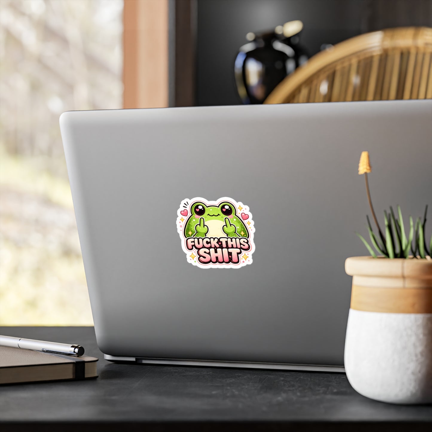 Funny Frog Vinyl Sticker — “Fuck This Shit” Kiss-Cut Decal