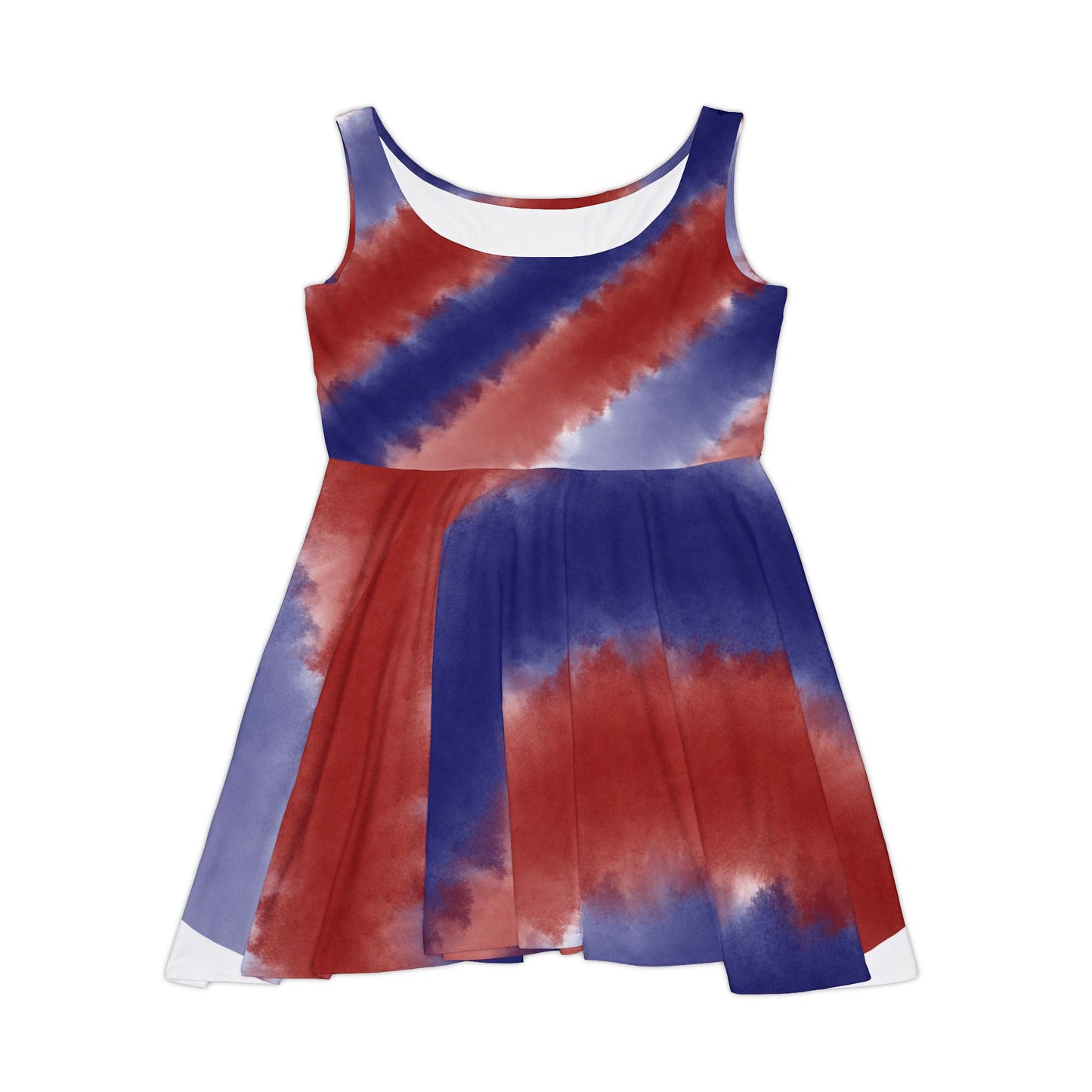 Red & Blue Tie-Dye Skater Dress — Women's Patriotic Summer Dress