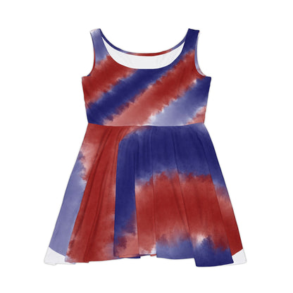 Red & Blue Tie-Dye Skater Dress — Women's Patriotic Summer Dress