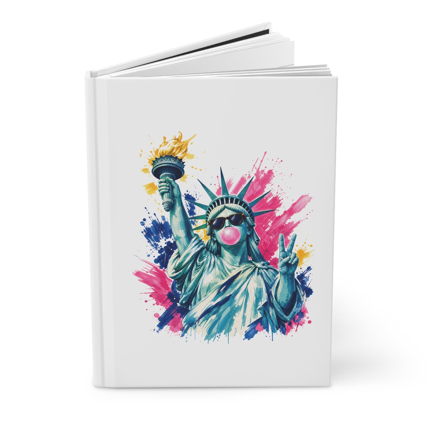 Statue of Liberty Bubblegum Hardcover Journal — Patriotic Pop Art Notebook