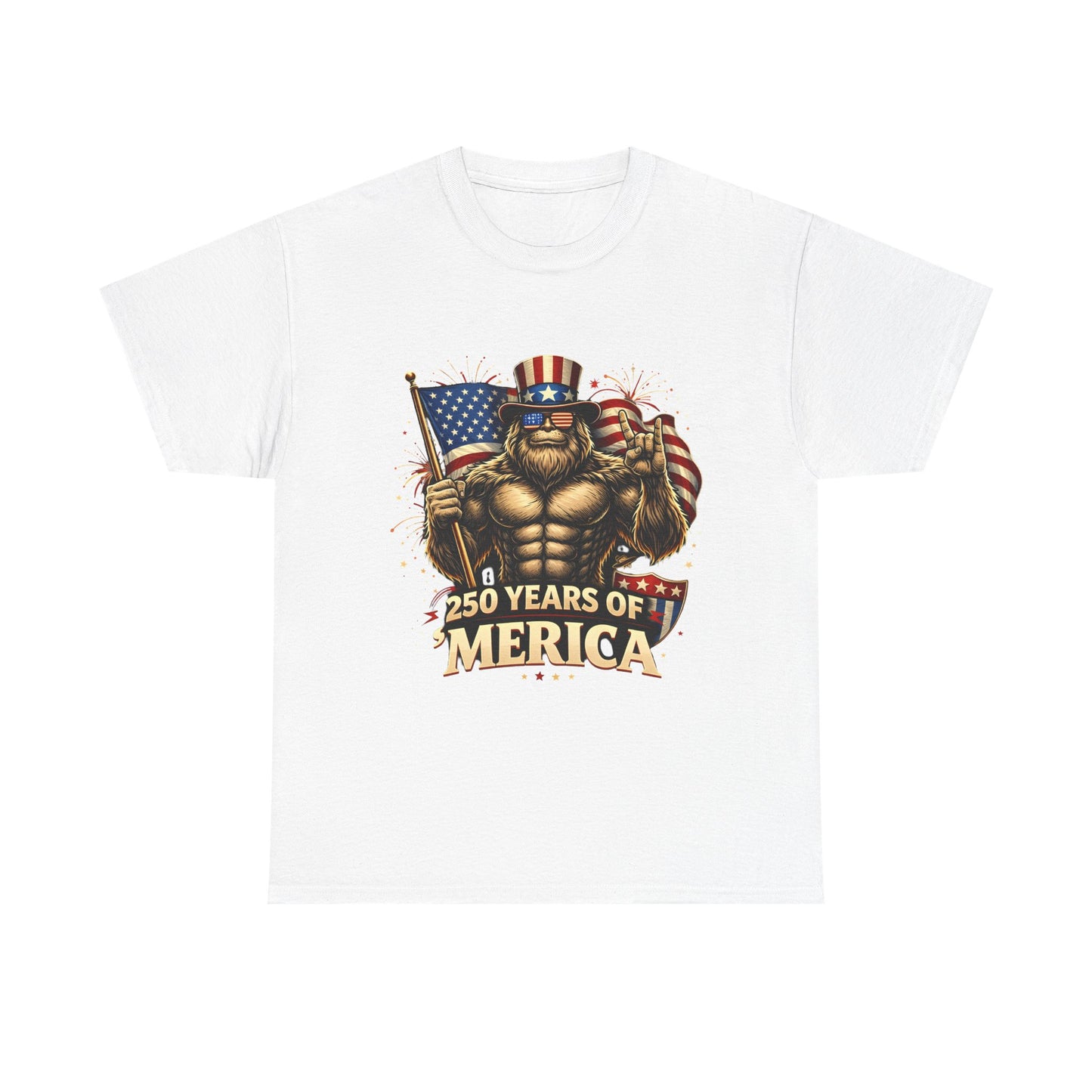 250 Years of America T-Shirt — Patriotic Uncle Sam Bigfoot Flag Tee