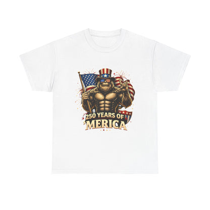 250 Years of America T-Shirt — Patriotic Uncle Sam Bigfoot Flag Tee