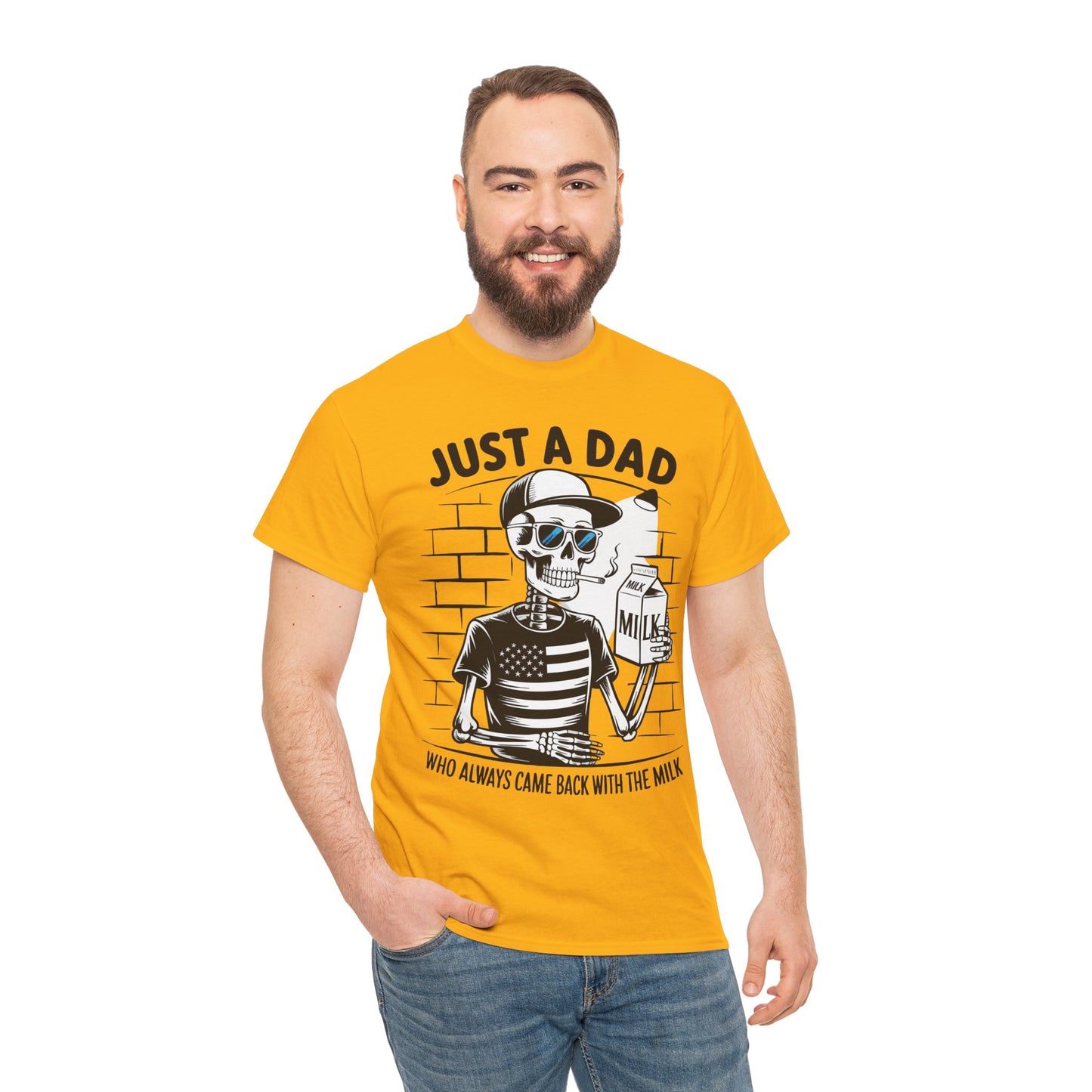 Just A Dad Skull Tee — "Who Always Came Back With The Milk" Vintage Father's Day T‑Shirt