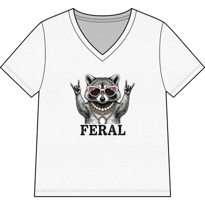 Feral Raccoon Graphic Tee — Cute Rebel V-Neck Shirt