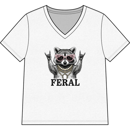 Feral Raccoon Graphic Tee — Cute Rebel V-Neck Shirt