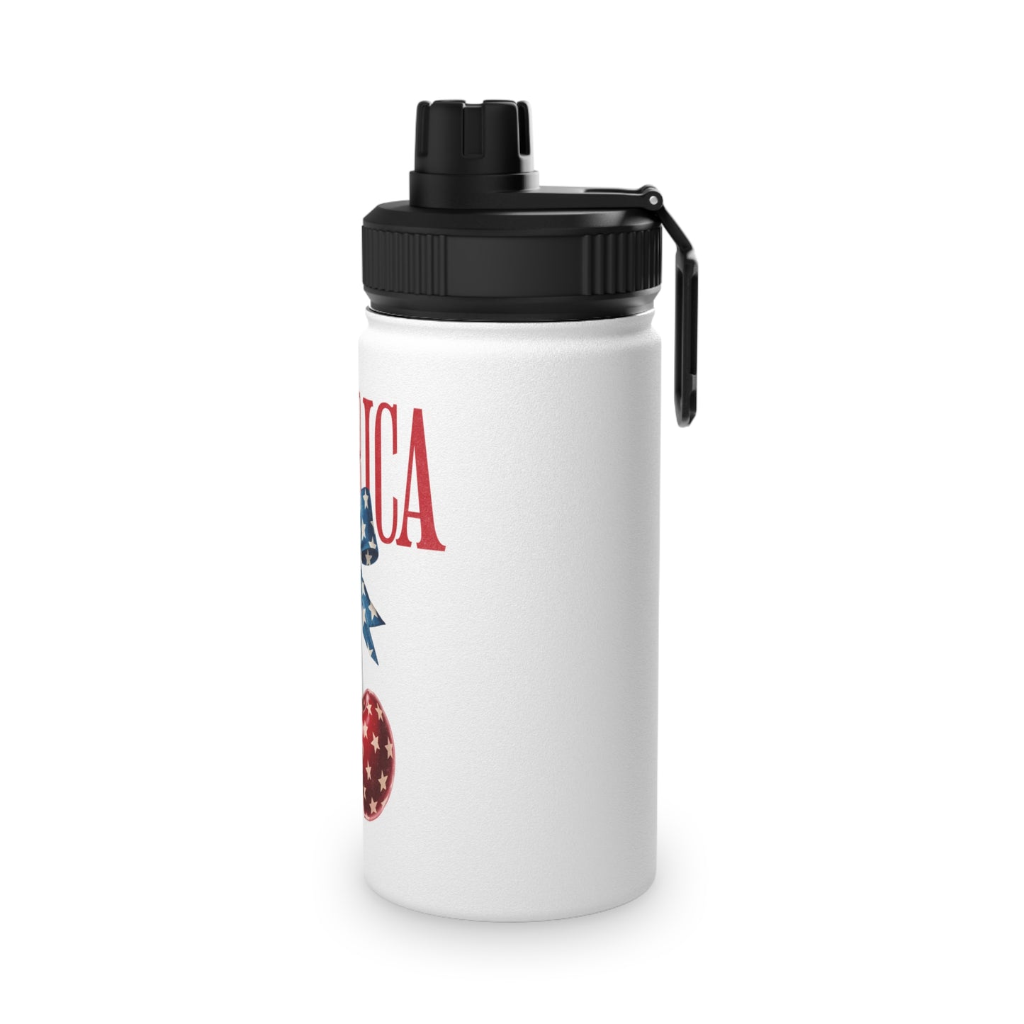 Patriotic Cherry Stainless Steel Water Bottle — USA Stars & Stripes Sports Lid