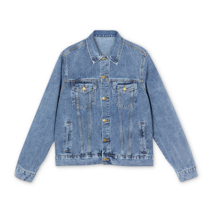 Denim Jacket with Patriotic Skull Back Graphic – American Flag Cowboy Skull Design